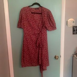 Plus size floral wrap dress